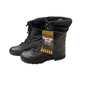 Georgia Boot Mens 9 Inch Military Work Boots Black Leather Lace Up 11 W New